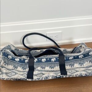 Blue and White Elephant Print Duffle Bag